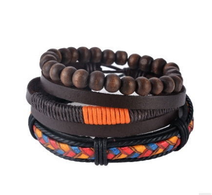 Leather Bracelet Multilayer Bead Vintage Jewelry