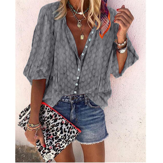 The Marbella Luxe Printed Statement Blouse