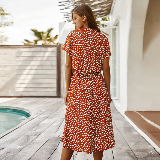 The Riviera Luxe Polka Dot Shirt Midi Dress