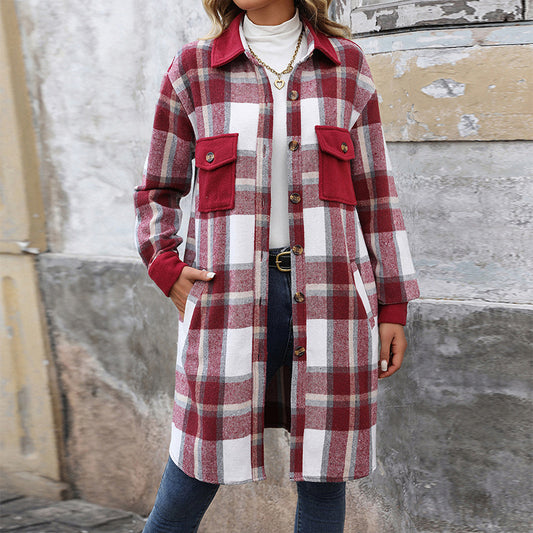 Aspen wine red plaid coat for cozy cold-weather outfits