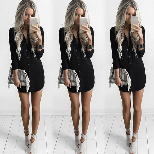 The Monaco Luxe Sculpted Long Sleeve Shirt Mini Dress