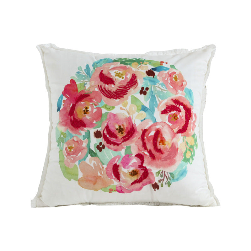 Velvet Embroidered Throw Pillow Cover
