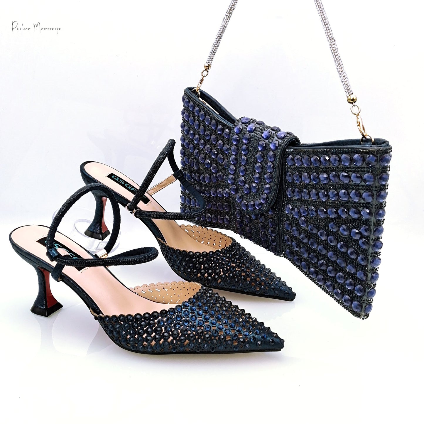 High Heel Shoe Bag Set Butterfly Jewel Design
