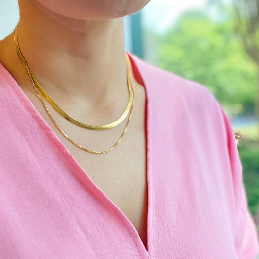 The Riviera Layered Herringbone Necklace