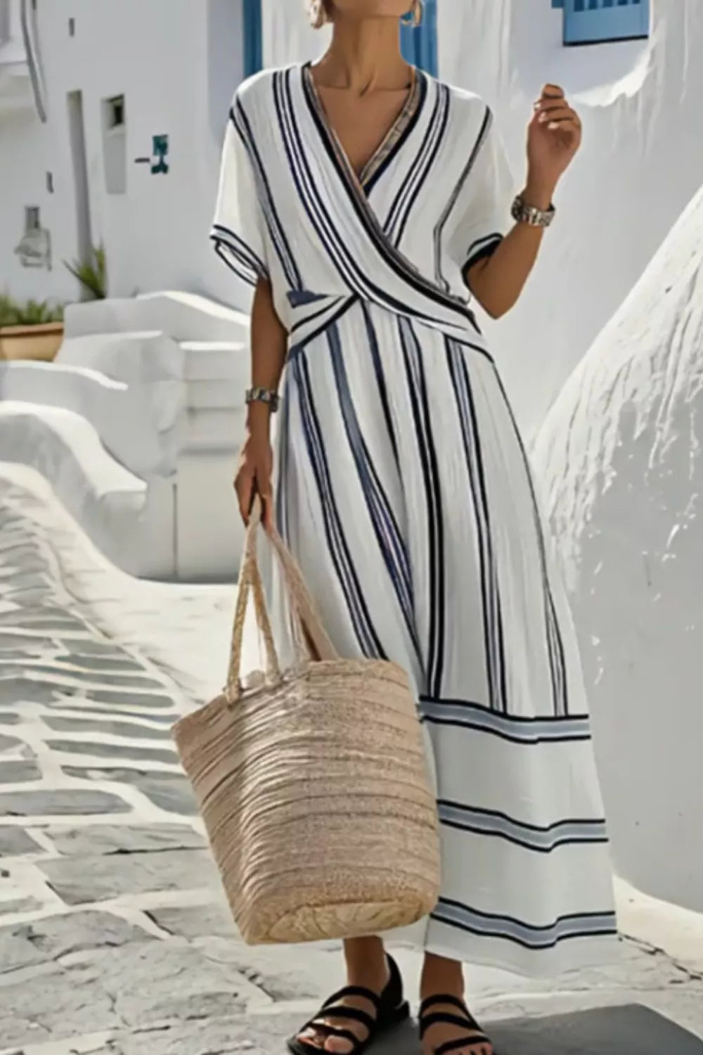 Santorini white striped resort maxi dress0575a48100b4-Max-Origin