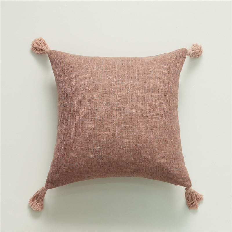 Cotton And Linen Tassel Pillow Cover