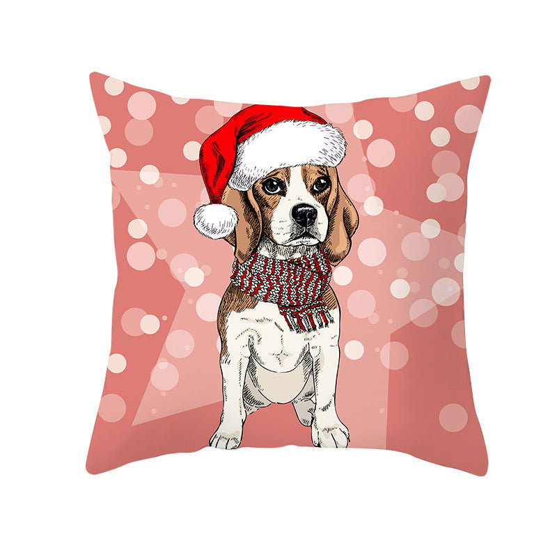 Christmas Pet Peach Skin Fabric Pillow Cover