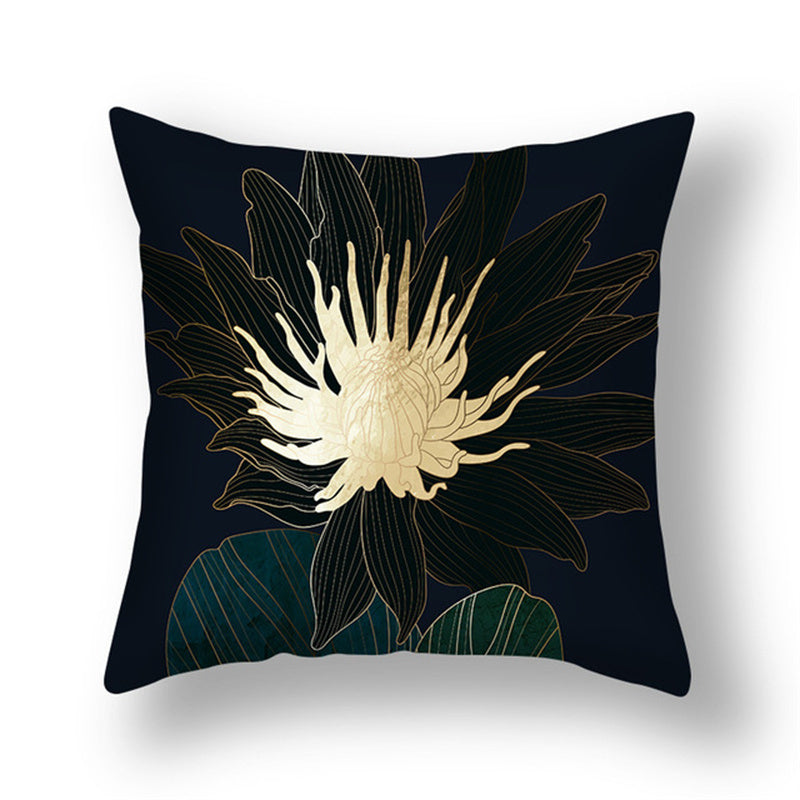 Green Gold Ginkgo Leaf Printed Pillow Cover