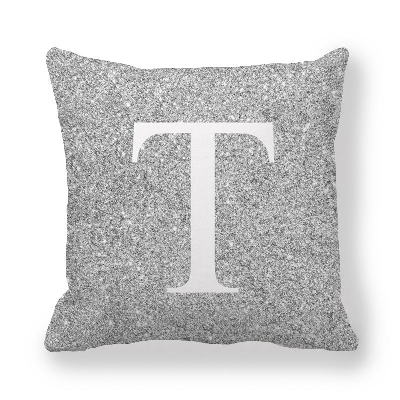 Fashion Gray Shading 26 English Letters Encrypted Peach Skin Fabric Pillow Cover