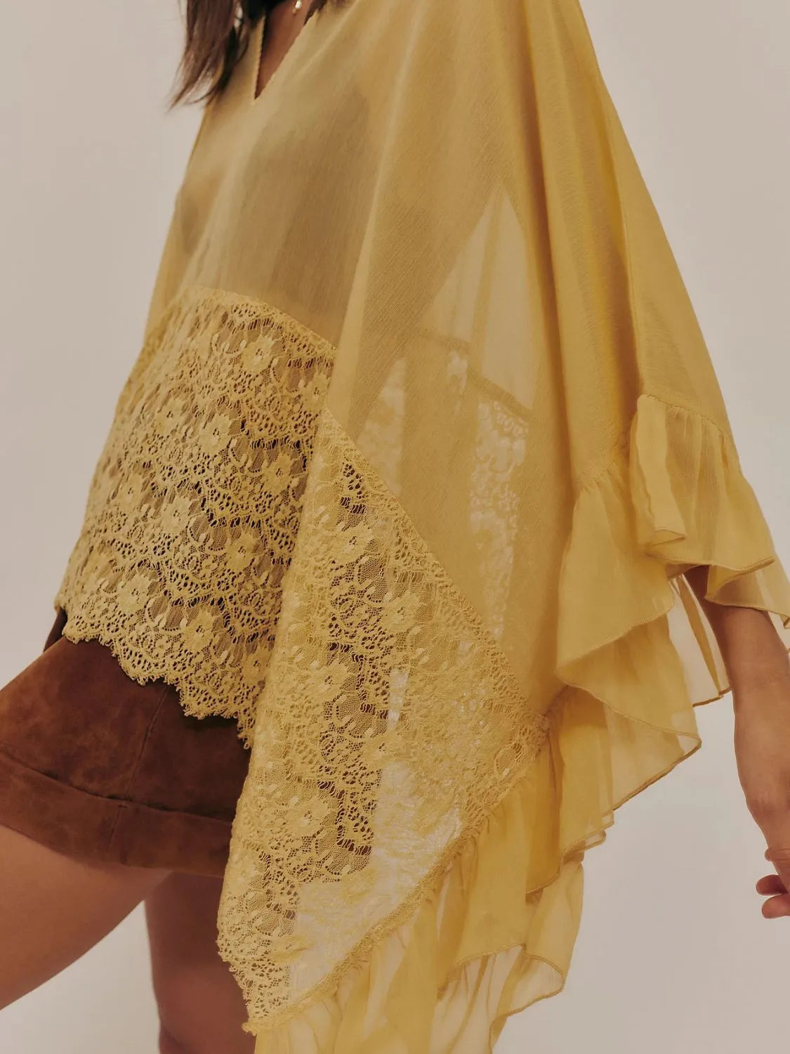 Amalfi gold lace ruffle beach cover-up