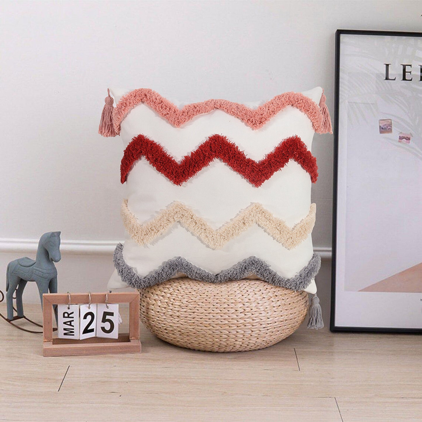 Wave Color Tassel Throw Pillow Cover