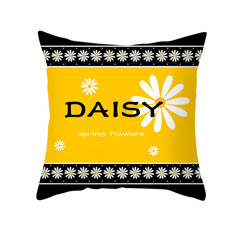 Yellow Daisy Flower Pillow Cover