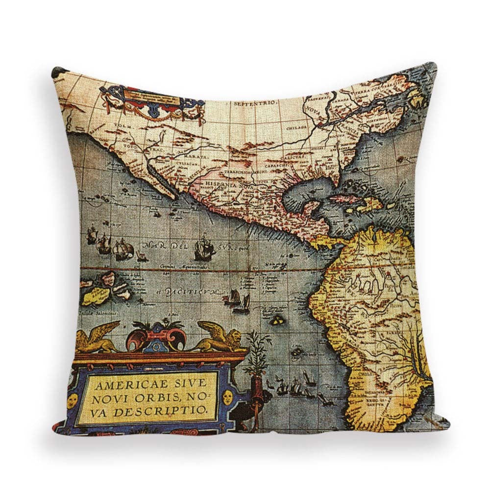 Retro Toss Pillowcase - World Map