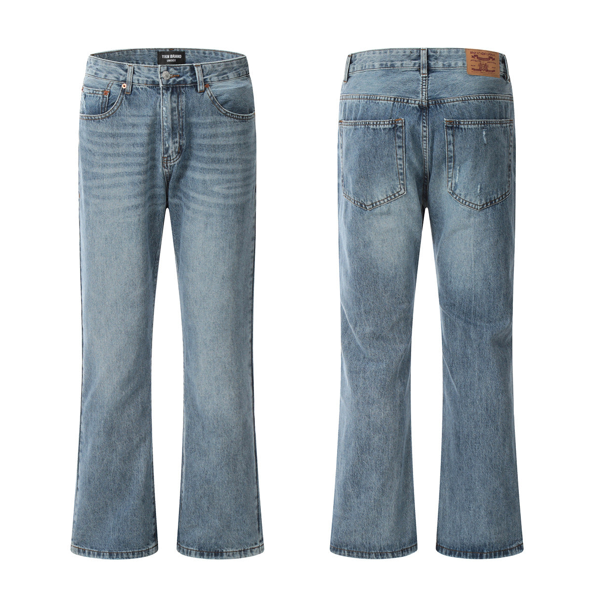 Simple Blue Jeans Straight American Basic Retro