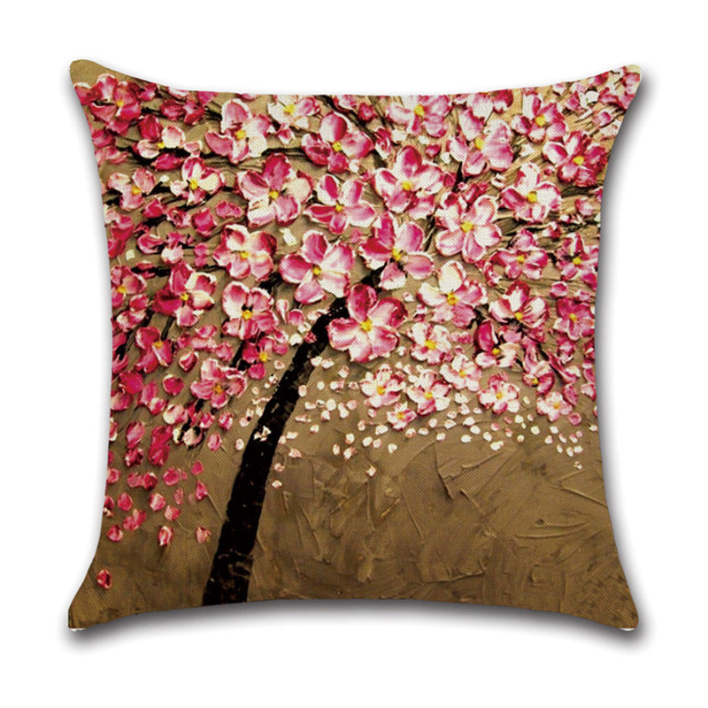 Pillow Cover Linen Autumn Deciduous Landscape Beautiful Art Reddish Yellow White