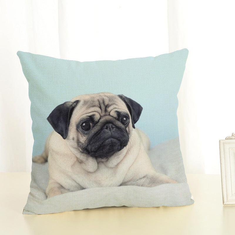 Pug Cotton Linen Pillow Cover