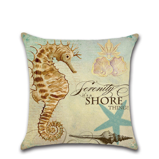 Seashore, Conch, Turtle pillow cover