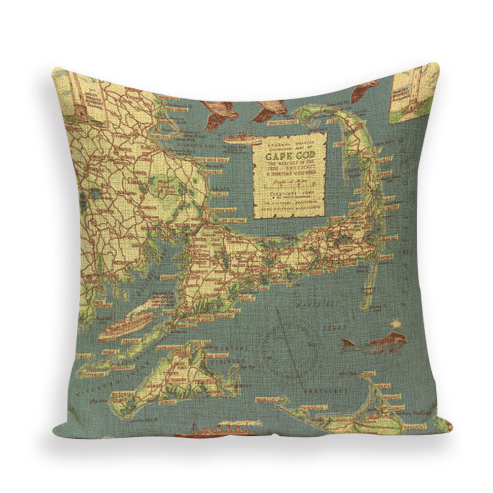 Retro Toss Pillowcase - World Map