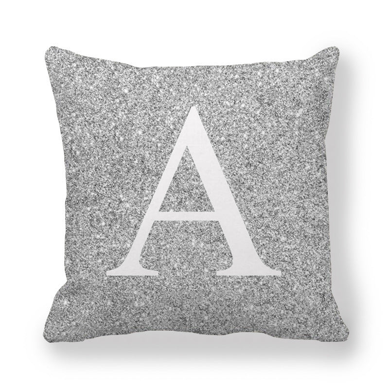 Fashion Gray Shading 26 English Letters Encrypted Peach Skin Fabric Pillow Cover