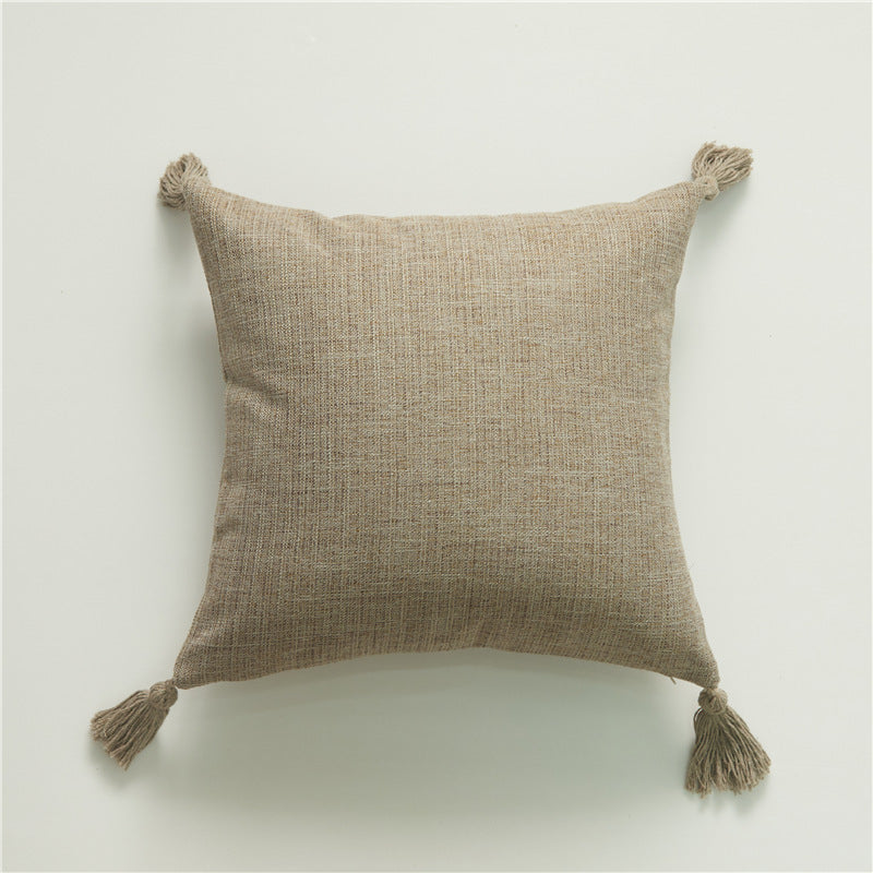 Cotton And Linen Tassel Pillow Cover