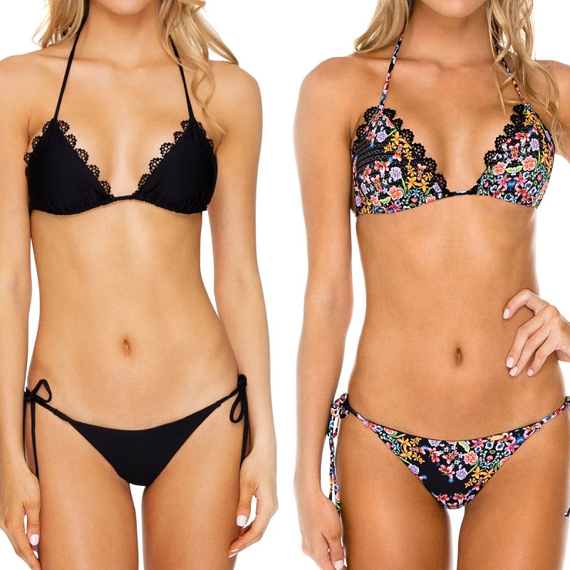 Split Bikini with Scalloped Edges on the Top