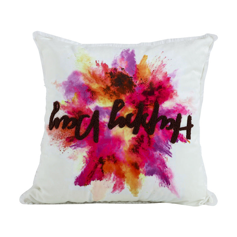 Velvet Embroidered Throw Pillow Cover