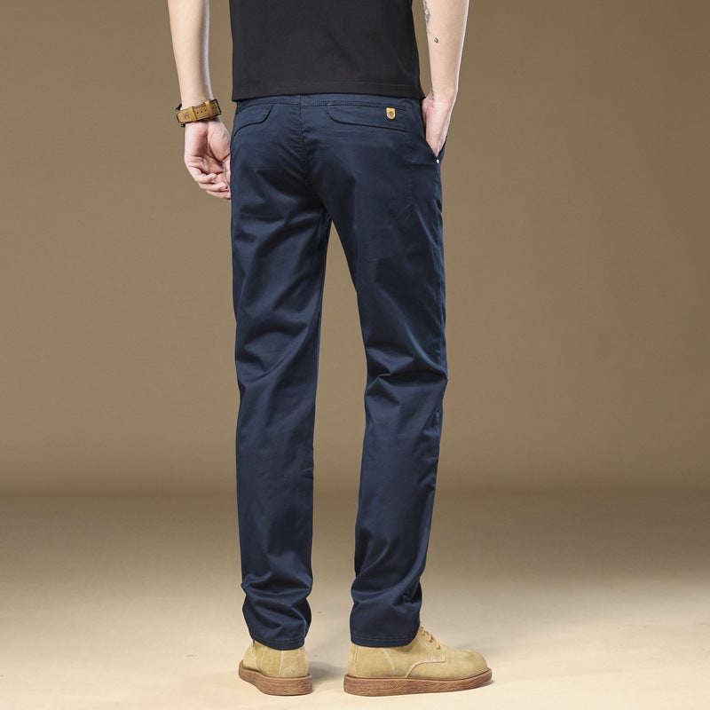 Men's Casual Pants Autumn Thick Slim Straight Cotton