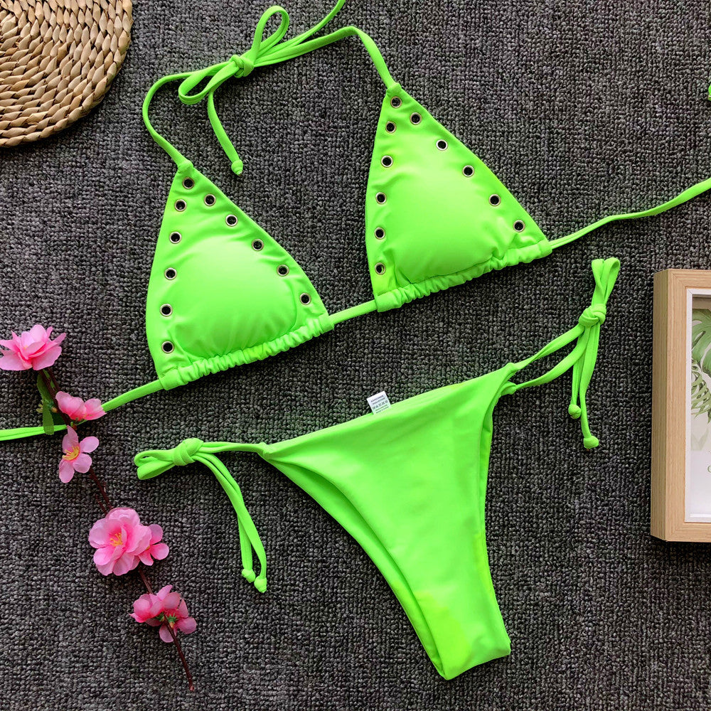 Five-Eye Swimsuit in Black Green and Yellow