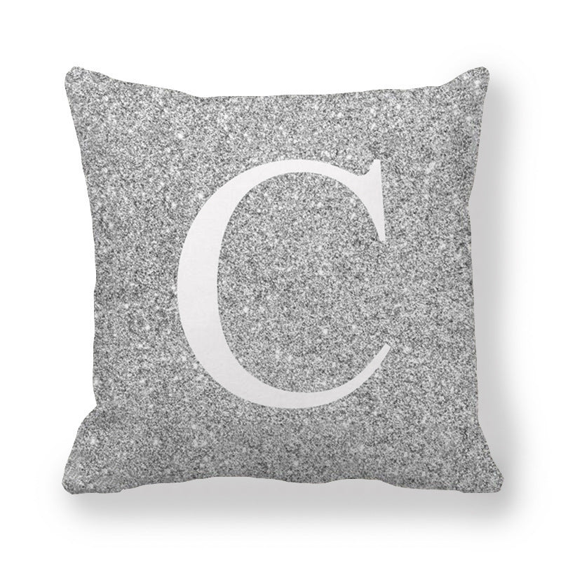 Fashion Gray Shading 26 English Letters Encrypted Peach Skin Fabric Pillow Cover