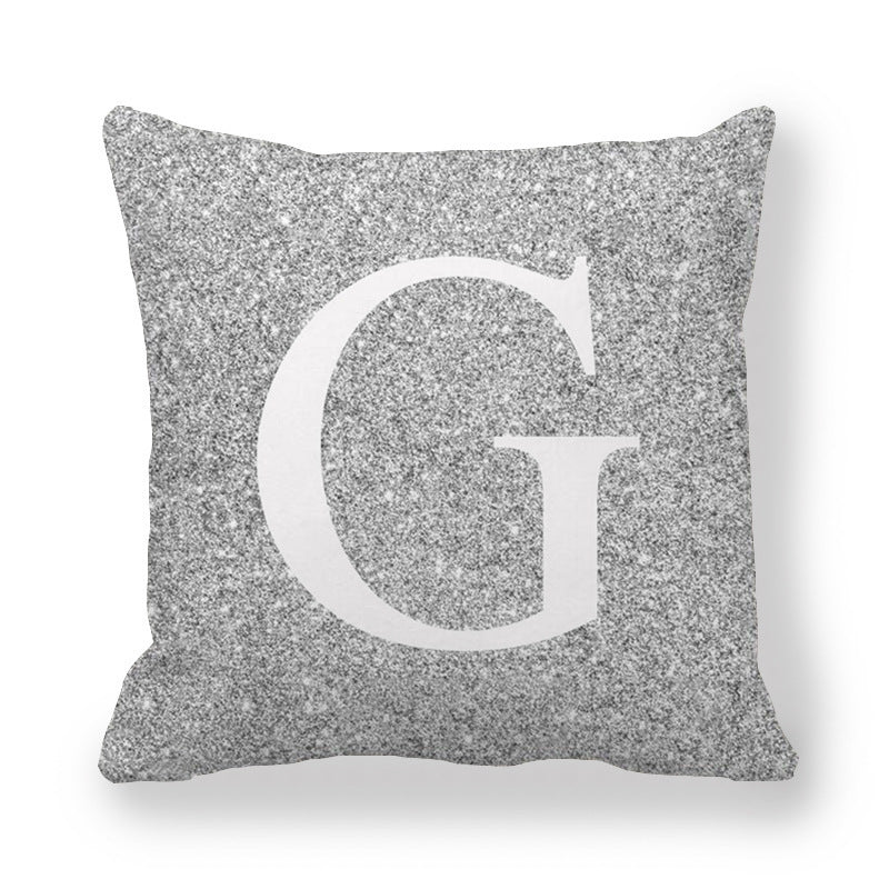 Fashion Gray Shading 26 English Letters Encrypted Peach Skin Fabric Pillow Cover