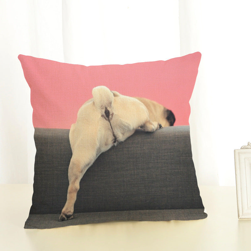 Pug Cotton Linen Pillow Cover