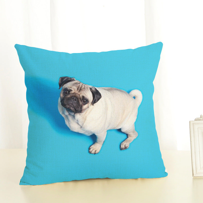 Pug Cotton Linen Pillow Cover