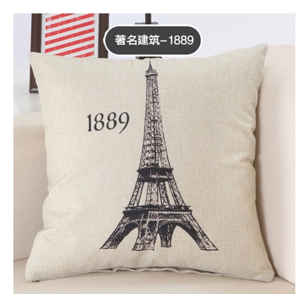 Great Buildings Print Pillowcases London Paris New York Decorative Cotton Linen