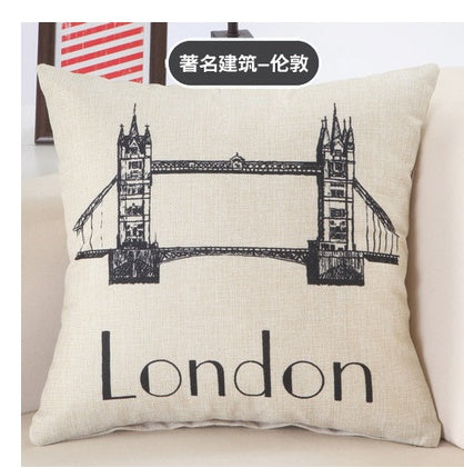 Great Buildings Print Pillowcases London Paris New York Decorative Cotton Linen