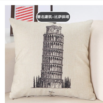 Great Buildings Print Pillowcases London Paris New York Decorative Cotton Linen