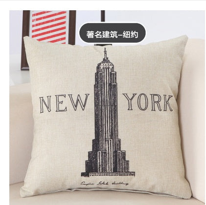 Great Buildings Print Pillowcases London Paris New York Decorative Cotton Linen