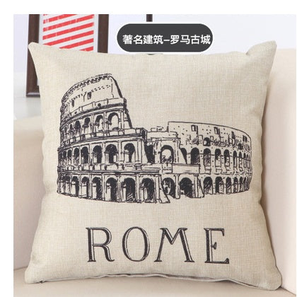 Great Buildings Print Pillowcases London Paris New York Decorative Cotton Linen