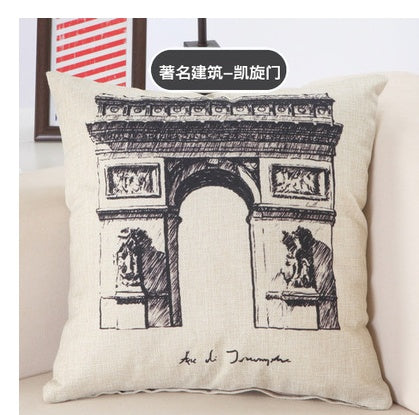 Great Buildings Print Pillowcases London Paris New York Decorative Cotton Linen