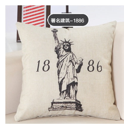 Great Buildings Print Pillowcases London Paris New York Decorative Cotton Linen