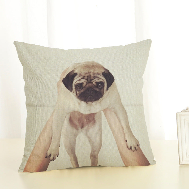 Pug Cotton Linen Pillow Cover