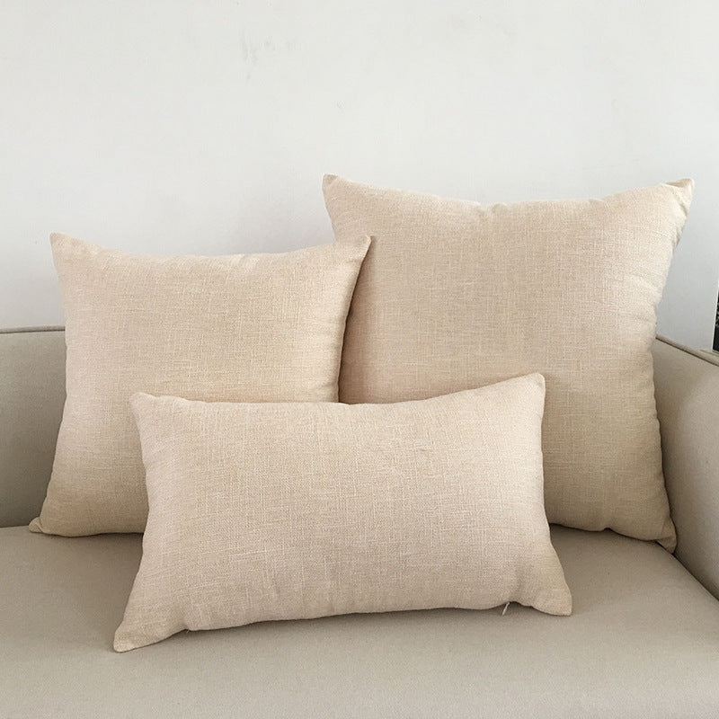 Solid Color Cotton and Linen Throw Pillow Cover