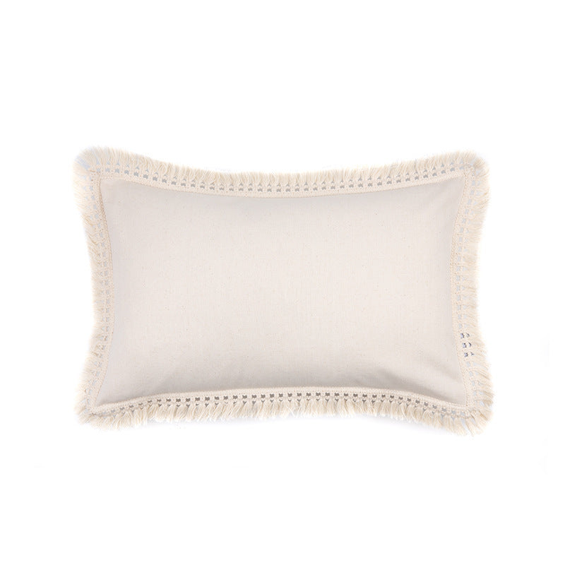 Fringed Material: Linen/Cotton Pillowcase Round Decorative Cover