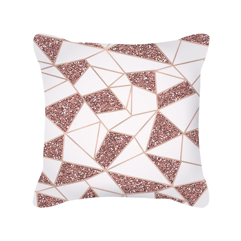 Rose Gold Pink Geometric Square Pillow Cover