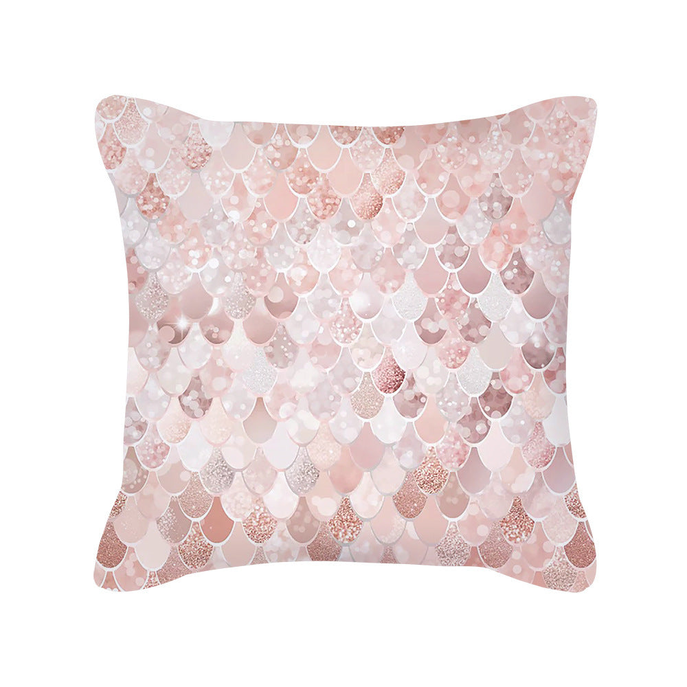 Rose Gold Pink Geometric Square Pillow Cover