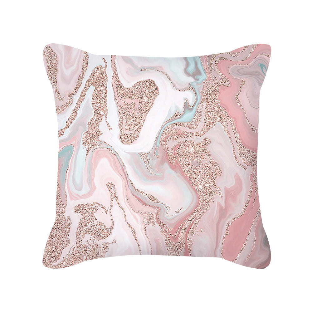 Rose Gold Pink Geometric Square Pillow Cover