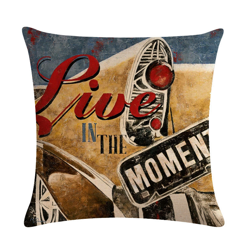 Retro Style Series Linen Sofa Pillow Car Cushion Cover Bay Window Cushion