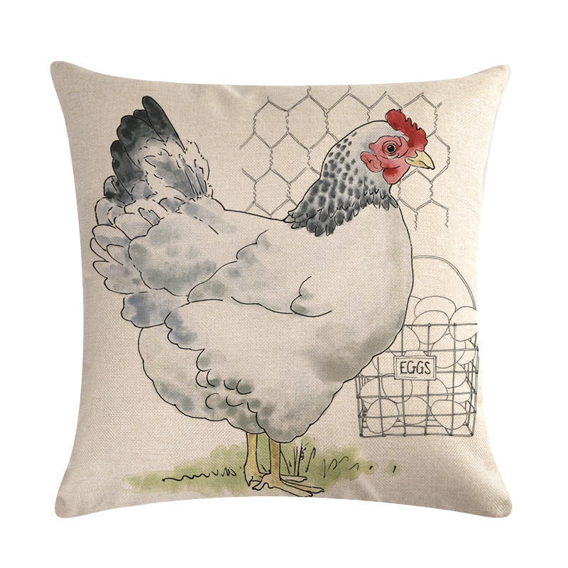 Hen Series Linen Pillowcase