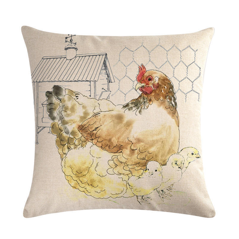 Hen Series Linen Pillowcase