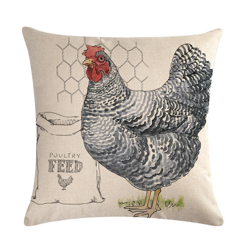 Hen Series Linen Pillowcase