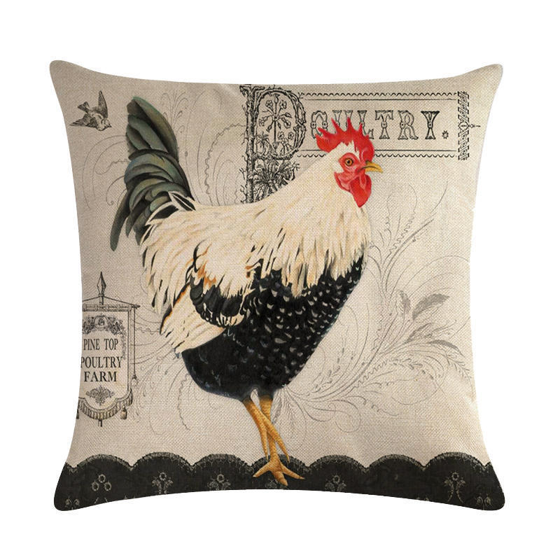 Hen Series Linen Pillowcase